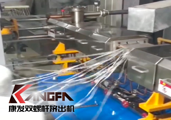 65高扭+PLC，尼龍加纖雙螺桿造粒機(jī)試機(jī)